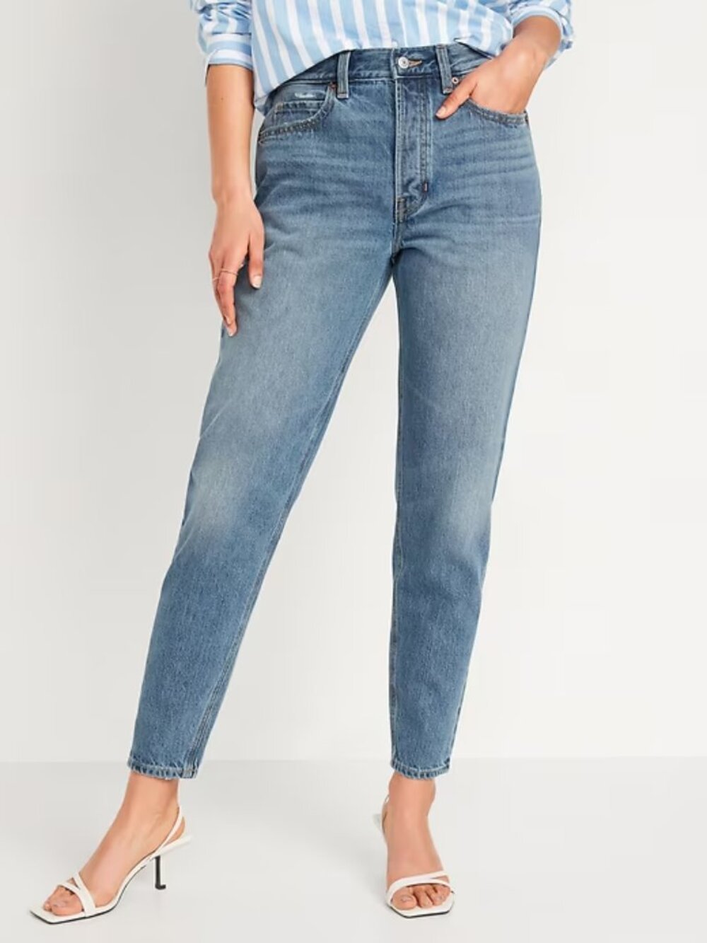 Old Navy | Medium Wash High-Rise Slouchy Taper Non-Stretch Ankle Jeans 12 Tall